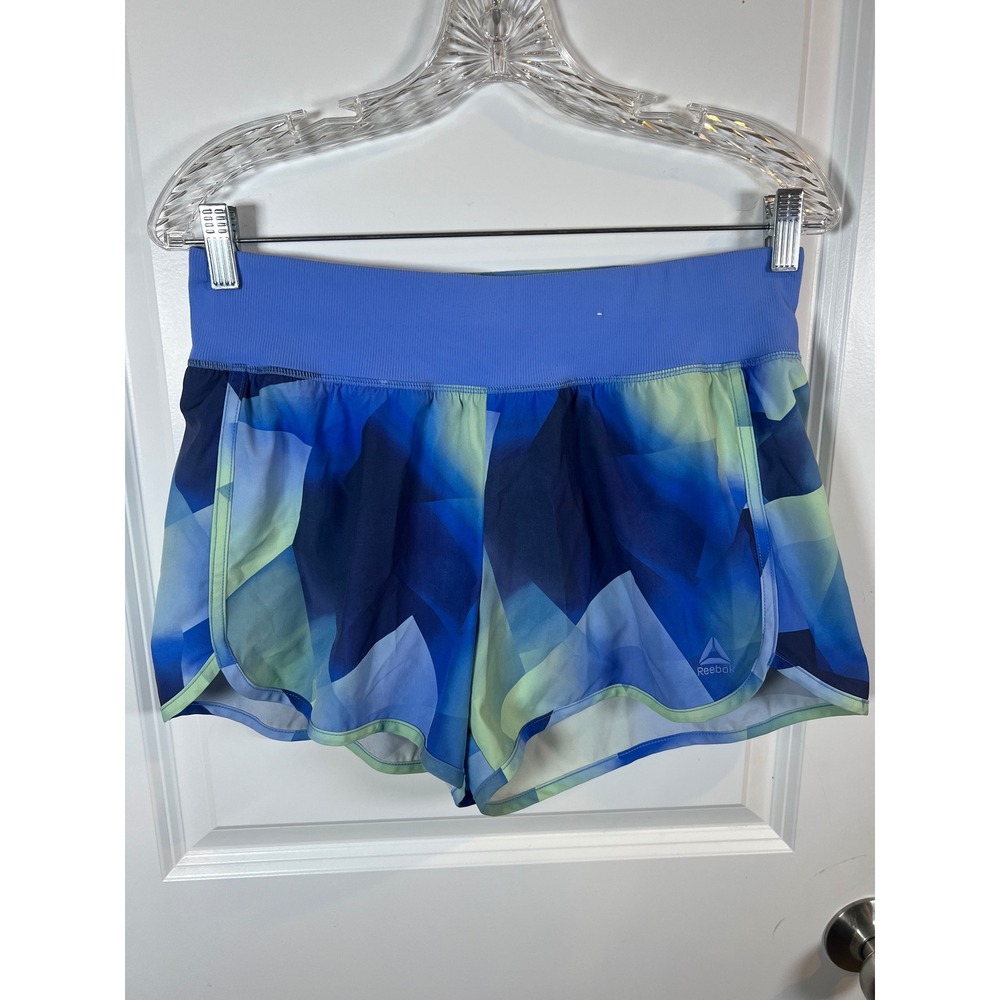 Reebok Womens Shorts Geometric Abstract Print Blue Size Medium